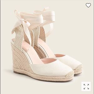 J Crew canvas lace up espadrille wedge